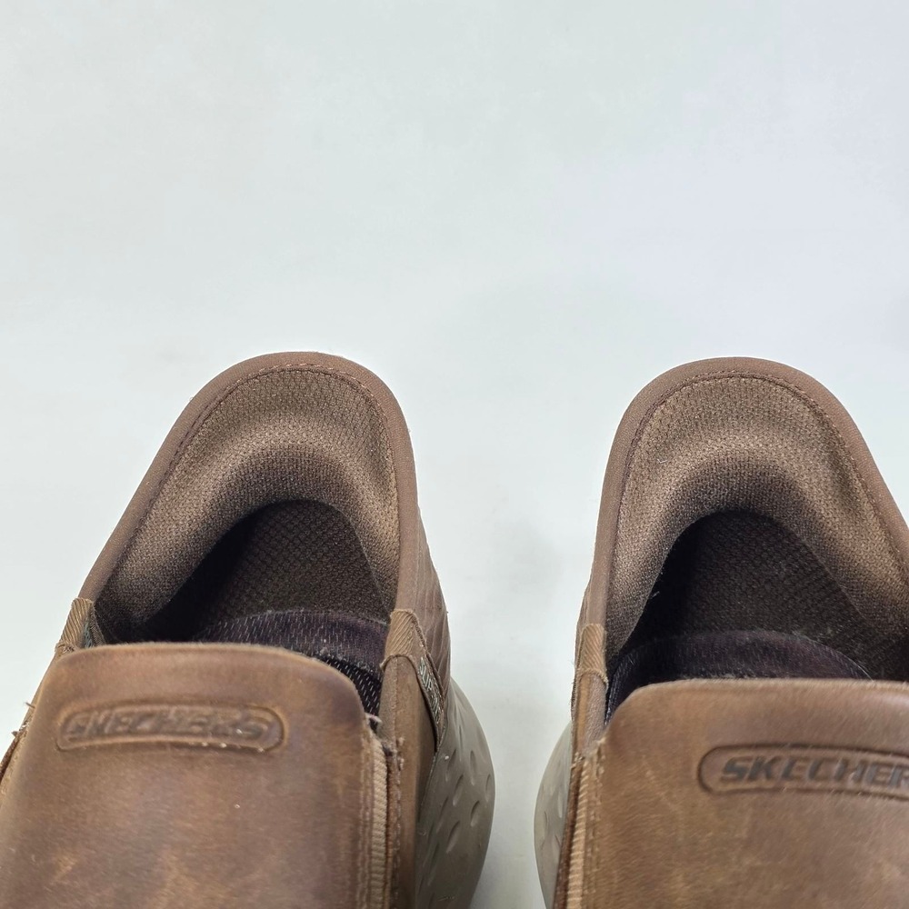 Skechers Slip-ins Go Walk Anywhere Mens 11.5 Brown Leather Loafers Sneakers DSRT - Picture 13 of 14